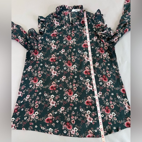 Ro & De Anthropologie Blouse Floral Green Long Bell Sleeve Off Shoulders Small - Picture 5 of 11